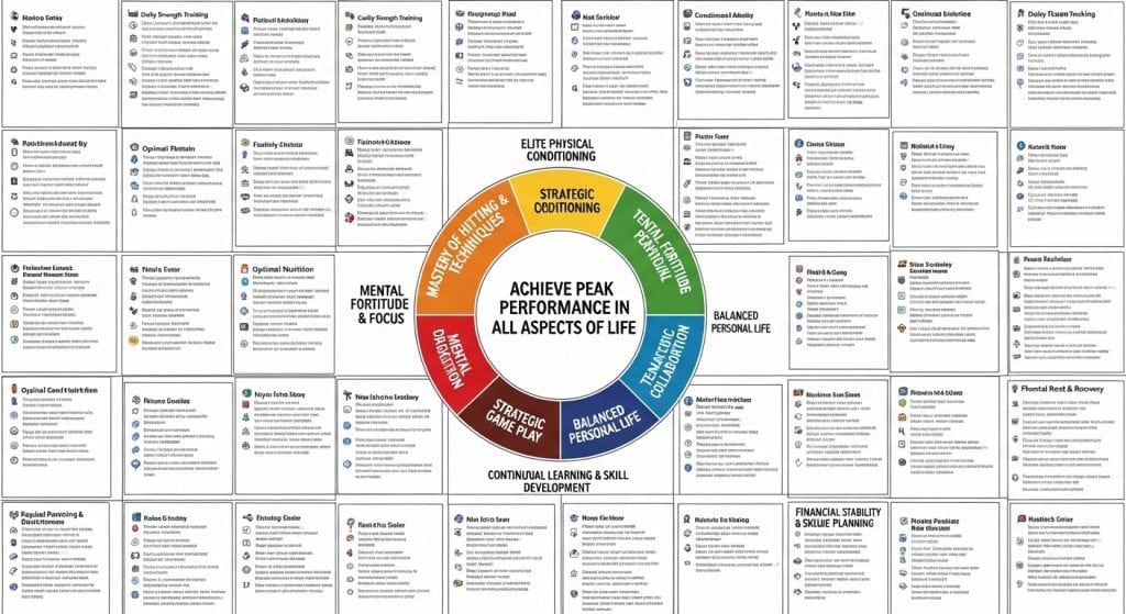 최고의 성과 달성을 위한 종합적인 라이프 밸런스 휠 차트 신체 컨디셔닝 정신력 균형잡힌 개인생활 지속적인 학습 개발 영역 상세 가이드