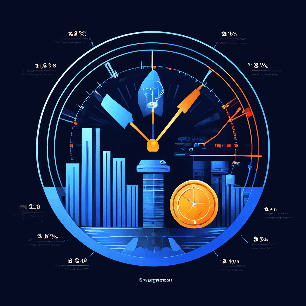 시계와 동전이 결합된 모습을 중심으로 상승 화살표와 그래프가 배치된 인포그래픽으로, 배달 플랫폼의 핵심 수익 구조를 표현한 이미지입니다.