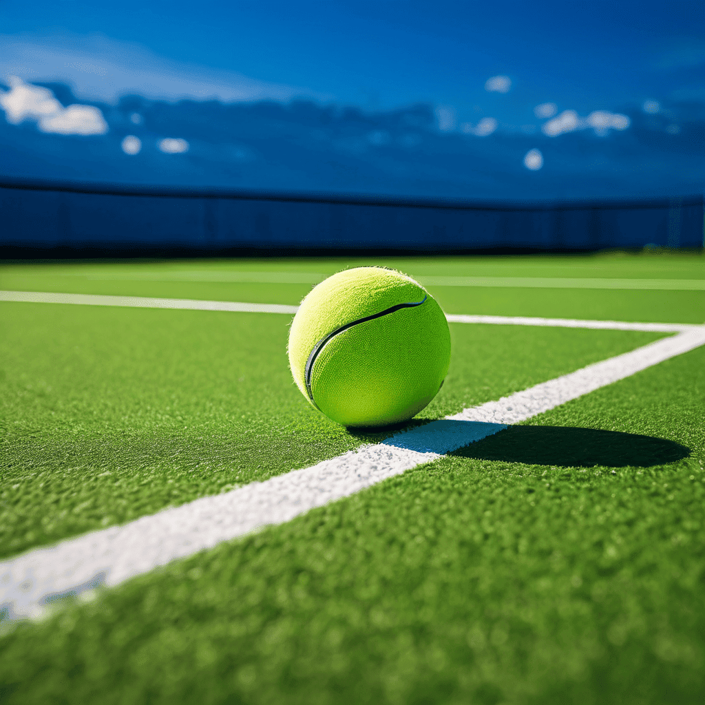 테니스 코트의 주황색 클레이 또는 푸른 잔디 표면 위에 튀어오르는 공의 속도와 궤적이 선수의 전략과 경기 흐름을 결정짓는 모습이다.