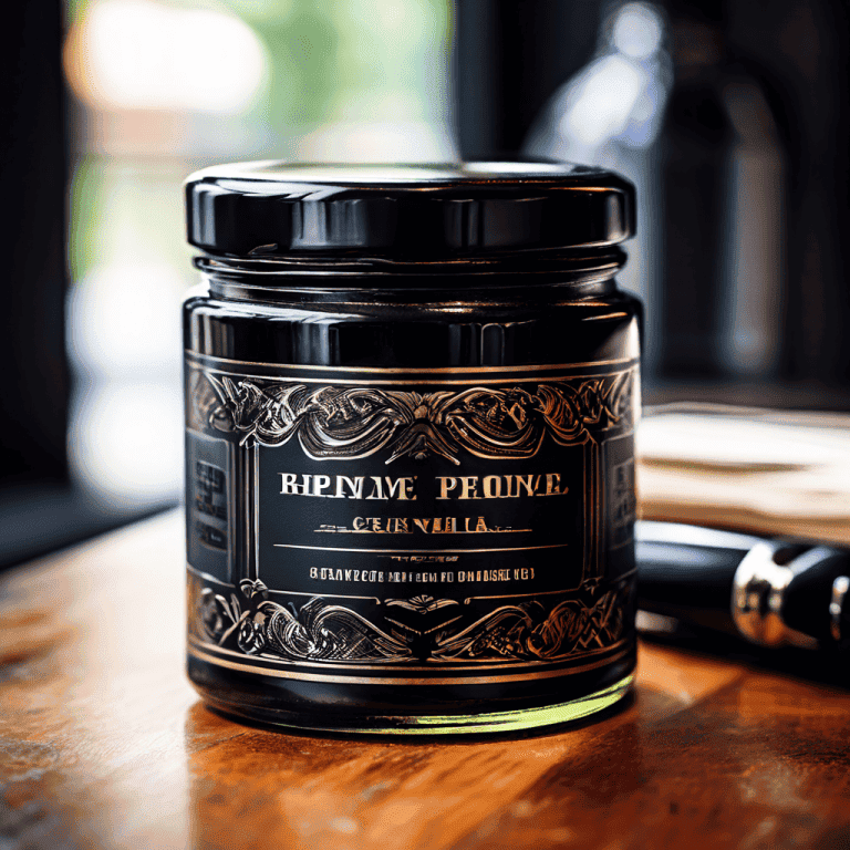 투명한 유리병에 담긴 포마드와 정교한 빗과 브러시가 날카롭고 완벽하게 정돈된 헤어스타일을 연상케 합니다.