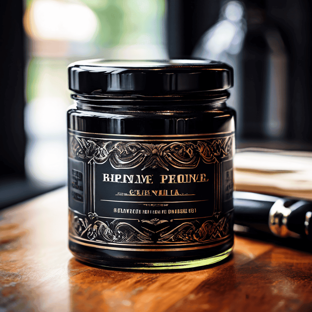 투명한 유리병에 담긴 포마드와 정교한 빗과 브러시가 날카롭고 완벽하게 정돈된 헤어스타일을 연상케 합니다.