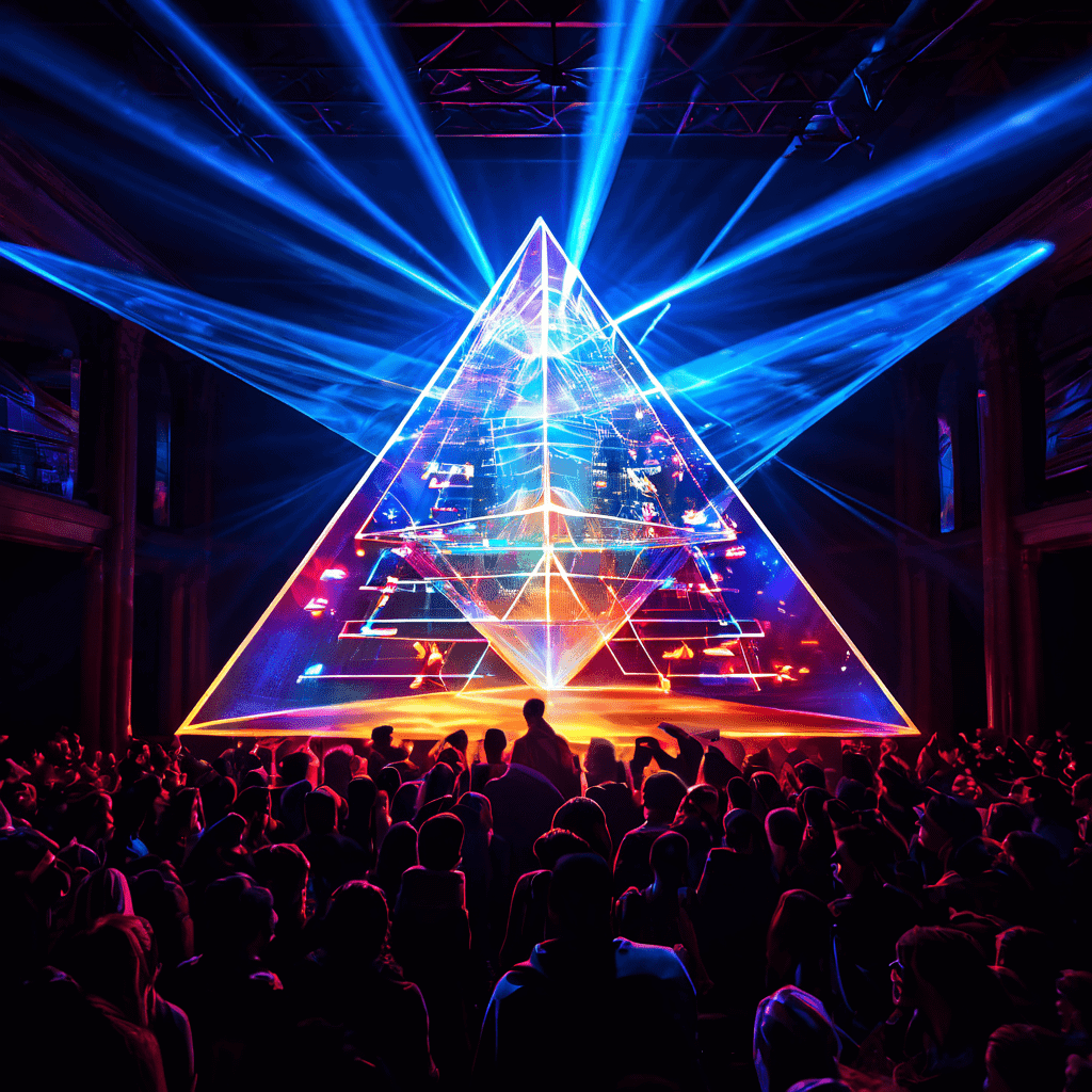 데이터 스트림이 프리즘을 통과하며 빛으로 분산되어, 숨겨진 관객 심리와 문화적 상징의 다층적 구조를 시각적으로 드러내는 개념적 이미지입니다.