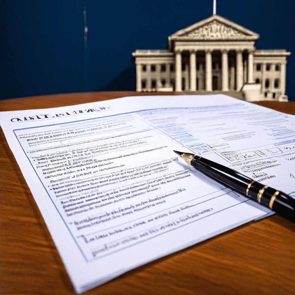 법적 문서에서 "more than"과 "or more"라는 두 용어가 강조 표시되어 있으며, 각 용어가 상반된 법정과 행정 건물 해석을 가리키는 화살표로 연결된 모습을 보여줍니다.