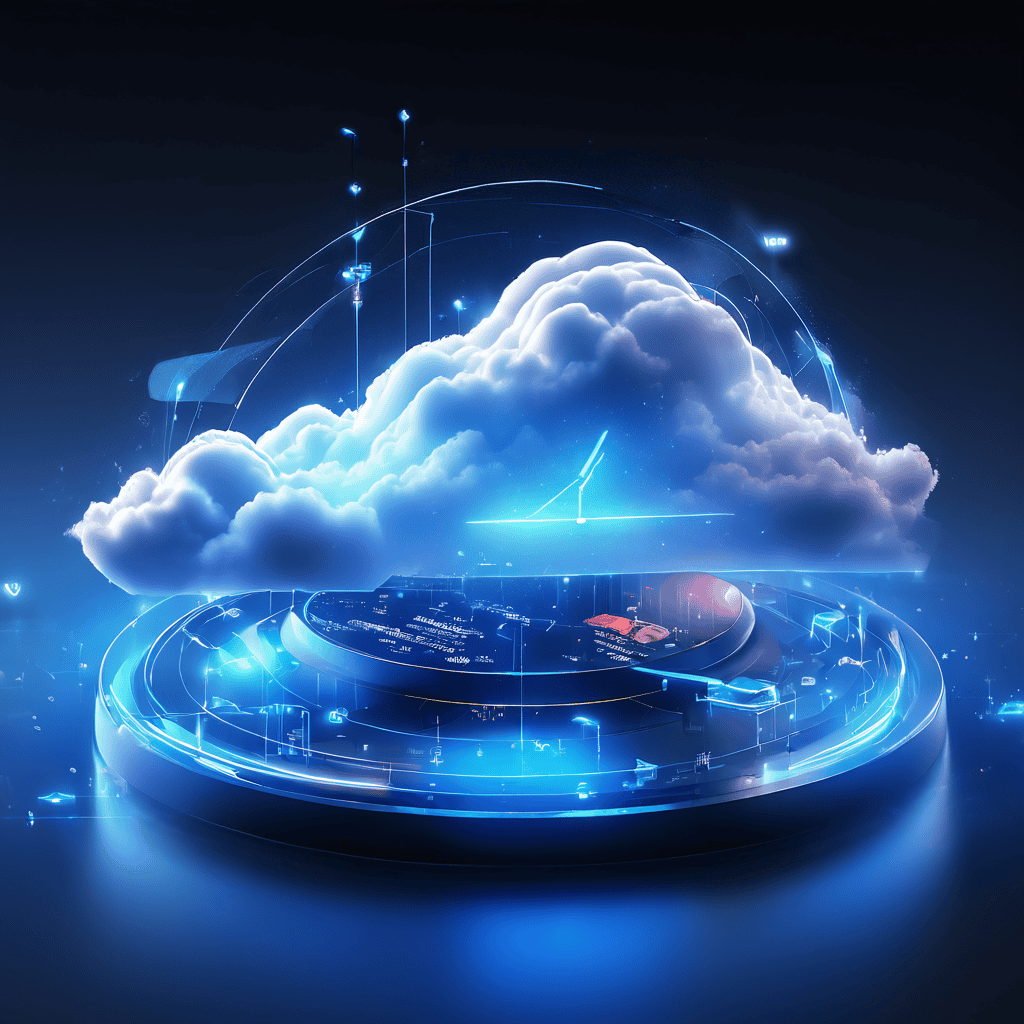 Futuristic online platform interface showing connected cloud layers and data flow, representing timing as a visible trust signal...